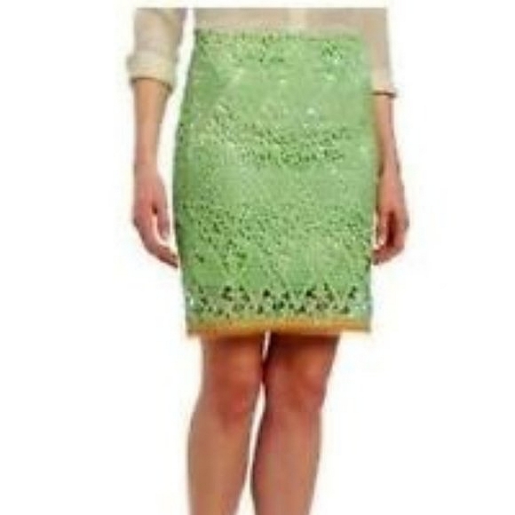 Elie Tahari Green "Bella" Lace Skirt NEW Sz. 4 - Picture 2 of 6